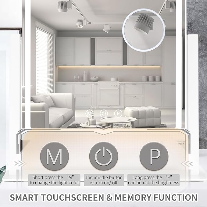 Hollywood Vanity Mirror with Lights, Lighted Makeup Mirror with Detachable 10X Magnification Mirror, 3 Colors, 360°Rotation Rechargeable Desk Makeup Mirror with Lights White