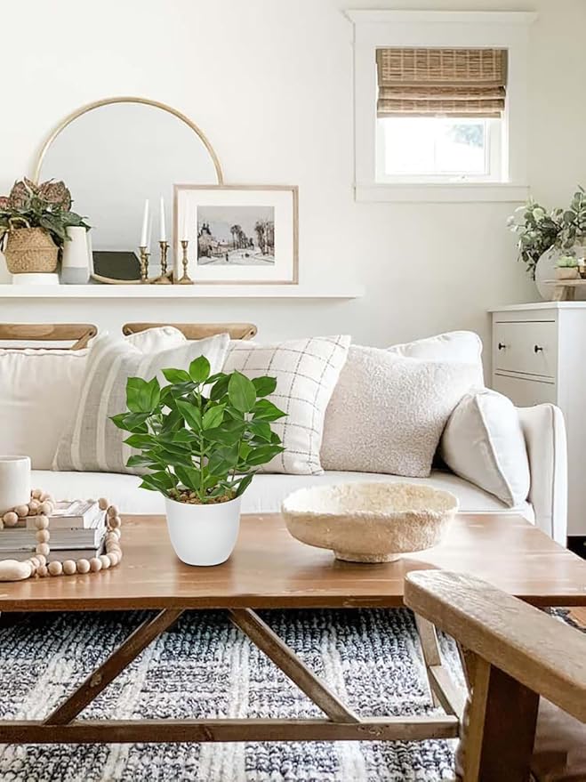 Briful Fake Plants Artificial Greenery Potted Faux Lifelike Plant for Farmhouse Home Garden Party Decoration