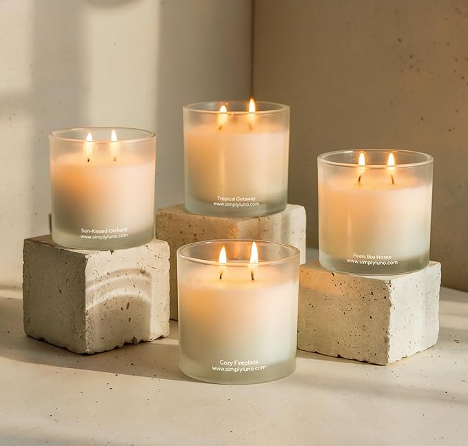 Feels Like Home - Apple, Cinnamon & Vanilla Scented Candle – 14oz Soy Wax Large – Cozy Fall Candle for Home – 50+ Hour Burn – Eco Friendly Gift Box in Reusable Glass Jar with Bamboo Lid