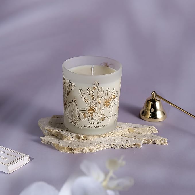 ROMIIE ZOI Scented Candle - Sweet Vanilla - 6oz Soy Wax Candle for Home, Gifts for Women
