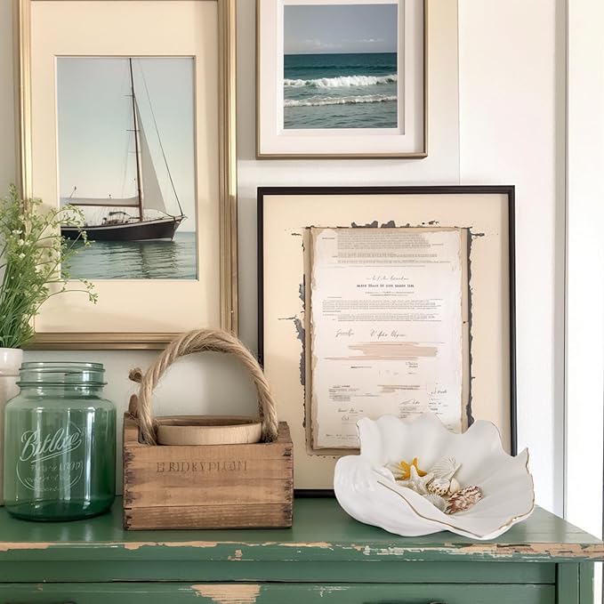 White Large Shell Bowl Decorative – 11" Ceramic Clam Shell Dish for Home Decor, Coastal Large Sea Shell Bowl for Bathroom Vanity, Entryway, or Dresser, Jewelry Holder, Key Tray, Fruit Bowl