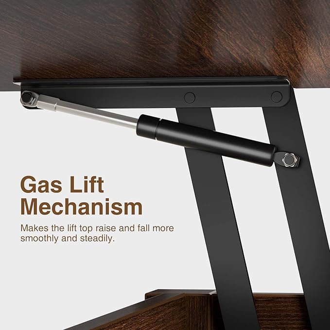 Rolanstar Coffee Table Lift Top, Multi-Function Convertible Coffee Table with Drawers and Hidden Compartment, Converts to Dining Table for Living Room, Home Office,Espresso