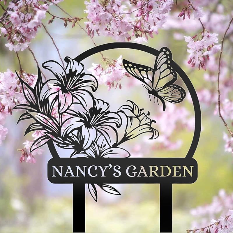 Personalized Garden Signs | Customized Metal Yard Sign Stakes | Custom Butterfly Garden Name Sign | Garden Signs to Personalize | Custom Yard Signs with Stakes | Garden Art Outdoor