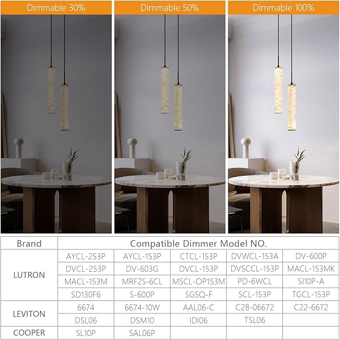 LMQNINE Natural Alabaster Pendant Lights for Kitchen Island White Marble Long Tube Chandelier Modern Black Ceiling Light Fixtures for Bedroom Dining Room Table Living Room Hallway(M-2Light)