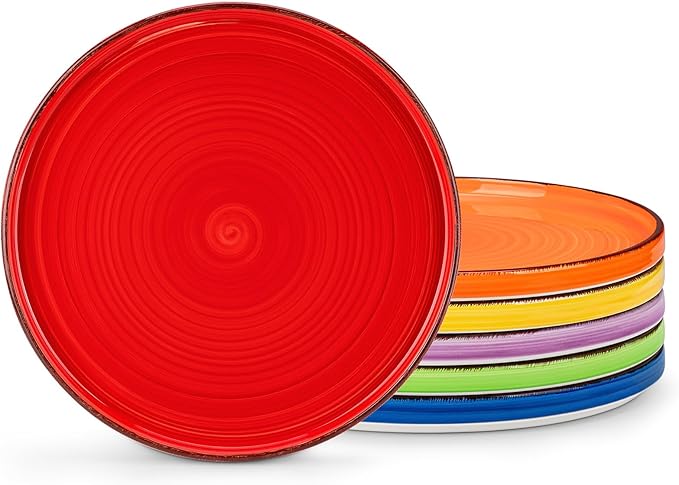 vancasso Bonita 10.5 Inch Dinner Plates, Ceramic Dinner Plate Set, Dinner Plates Set of 6, Large Dinnerware Plates for Kitchen, Microwave, Oven and Dishwasher Safe, Multicolor