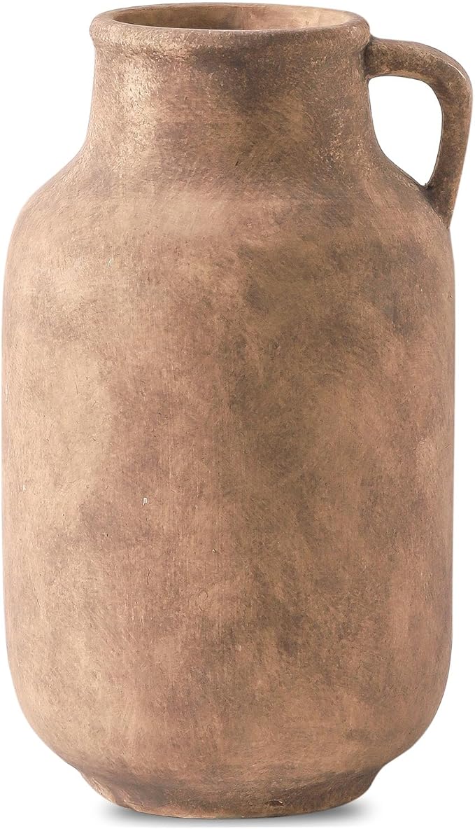 Ceramic Flower Vase Home Decor - 9.7 inch Large Table Flowers Vases Living Room Bedroom Plant Decorations Farmhouse Vintage for Kitchen Shelf Office Coffee Dining Desk House Women (Retro, 9.7")