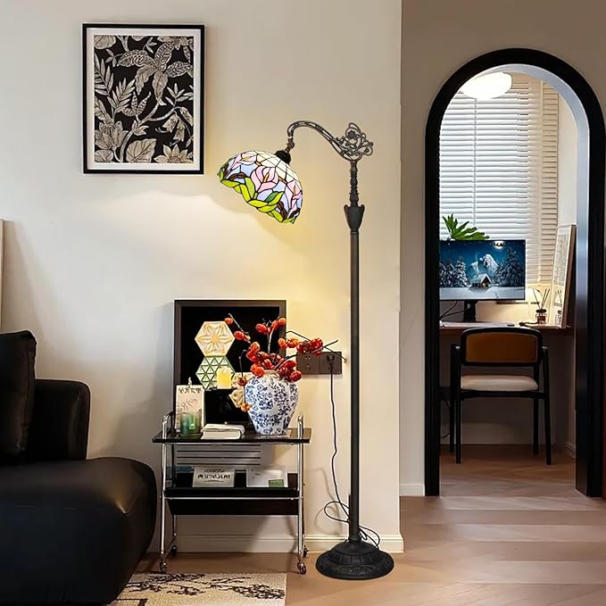 Tiffany Floor Lamp Handcrafted Stained Glass Lamp Calla Lily Adjustable Warm Light Upright Reading Tiffany Style Floor Lamp Suitable For Bedrooms Living Rooms Studies Dining Rooms Retro Home Decoratio