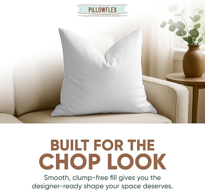 Pillowflex Synthetic Down Pillow Insert - 18x18 Down Alternative, Ultra Soft Throw Pillow, Couch Sham, Bed Sleeping Accent Pillow - 1 Decorative Accent Form