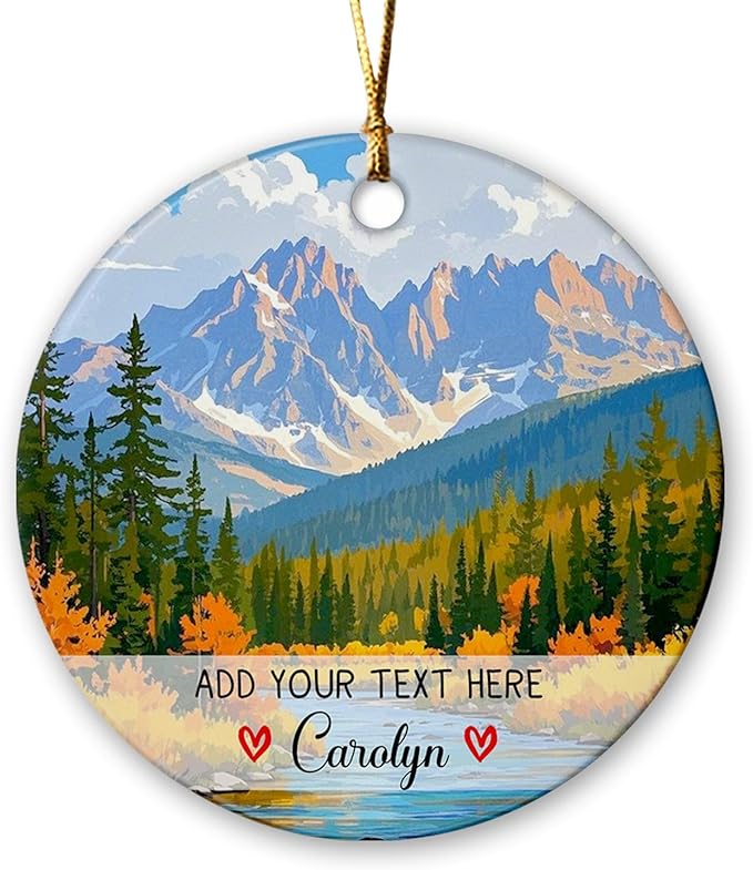 Rocky Mountain National Park Colorado USA Christmas Ornament, Personalized Adventure Travel Souvenir Ornaments Christmas 2025, Custom Text/Name Rocky Mountain Vacation Xmas Ornament for Natural Lover