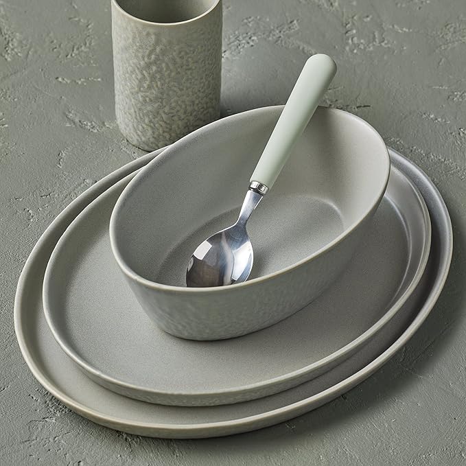 Stone by Mercer Project KATACHI Stoneware 32-Piece Dinnerware Set, Grey