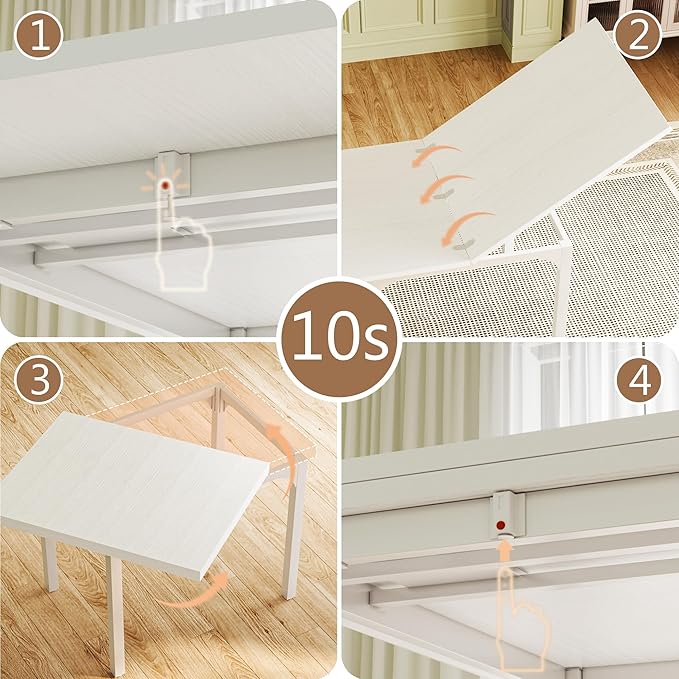 7-Piece Dining Table Set for 4-6, Extendable Kitchen Table Cushion Chairs Set of 6 with 6 Chairs, Rectangle Dining Table with Metal Frame & MDF Board, Folding for Small Apartment Saving Space, White