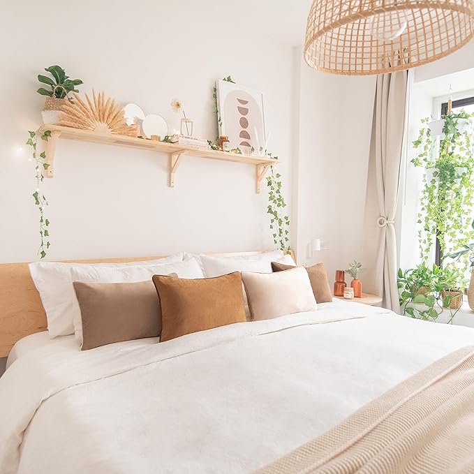 MONDAY MOOSE Decorative Throw Pillow Covers Cushion Cases, Set of 4 Soft Velvet Modern Double-Sided Designs, Mix and Match for Home Decor, Pillow Inserts Not Included (12x20 inch, Brown/Beige)