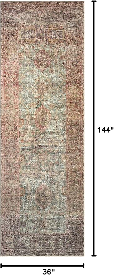 Loloi Amber Lewis Georgie Collection GER-03 Jade/Sunset 3'-0" x 12'-0", .19" Pile Height, Runner Rug