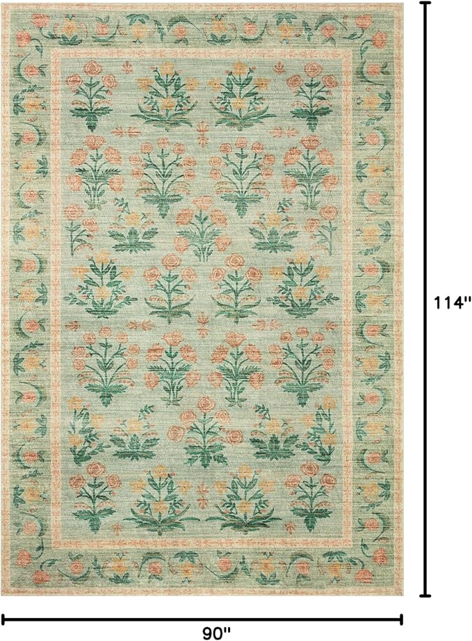 Loloi Rifle Paper Co. Eden Collection EDE-01 Mughal Rose Moss 7'-6" x 9'-6" Area Rug