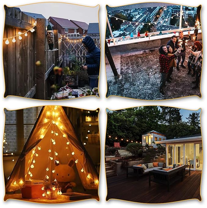 Battery Operated Globe String Lights 16FT Waterproof 30 LED 8 Modes Outdoor String Lights Crystal Ball String Light with Timer for Backyard Garden Balcony Pergola Wedding Party, Warm White