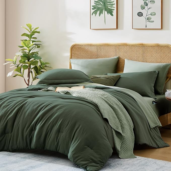 WRENSONGE Twin XL Comforter Set, 5 Pieces Soft Twin Size Comforter Sets- Deep Forest Twin Comforter, Fitted Sheet, Flat Sheet, 2 Pillow Shams, 2 Pillowcases, Warm Bedding Sets All Season