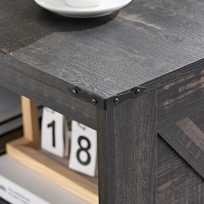 Farmhouse Coffee Table for Living Room, Wood Square Coffee Tables, 31.5" D x 31.5" W, Dark Rustic Oak