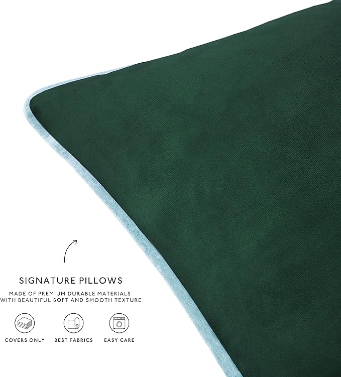 MONDAY MOOSE Decorative Throw Pillow Covers Cushion Cases, Set of 4 Soft Velvet Modern Double-Sided Designs, Mix and Match for Home Decor, Pillow Inserts Not Included (18x18 inch, Orange/Green)