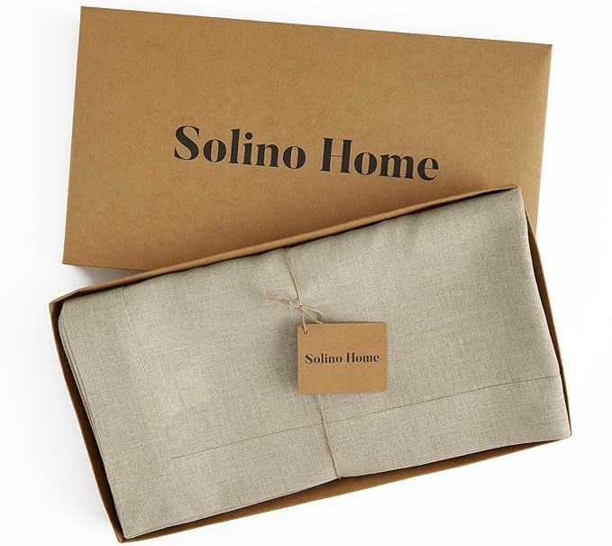Solino Home Natural Linen Tablecloth 60 x 144 Inch - 100% Pure Linen Table Cloth for Rectangle Tables - Fete, Machine Washable Tablecloth for Fall, Autumn, Thanksgiving, Christmas, Holiday