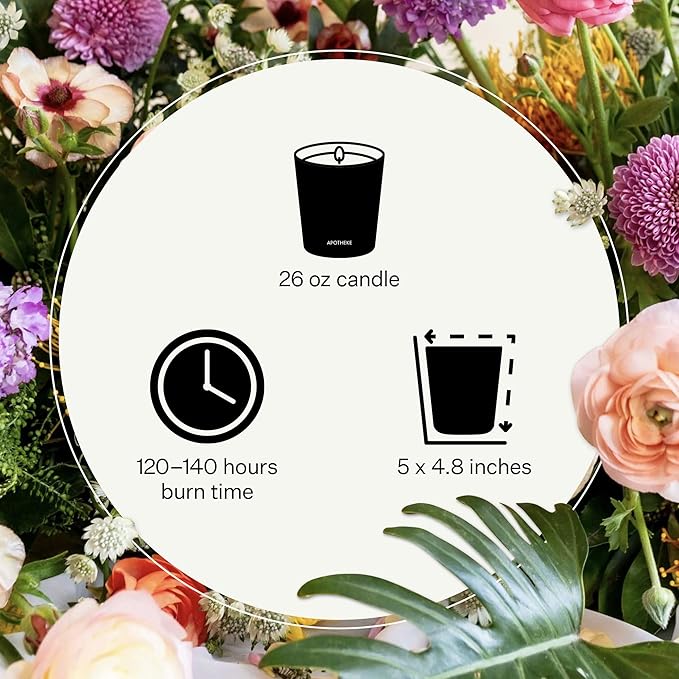 Apotheke 3-Wick Scented Candles for Home, Wild Mint & Ivy - 26 oz Soy Wax Jar Candle Gift for Women - Long-Lasting Fragrance with Perfume-Grade Essential Oils - Eucalyptus, Patchouli, Cedarwood & Rose