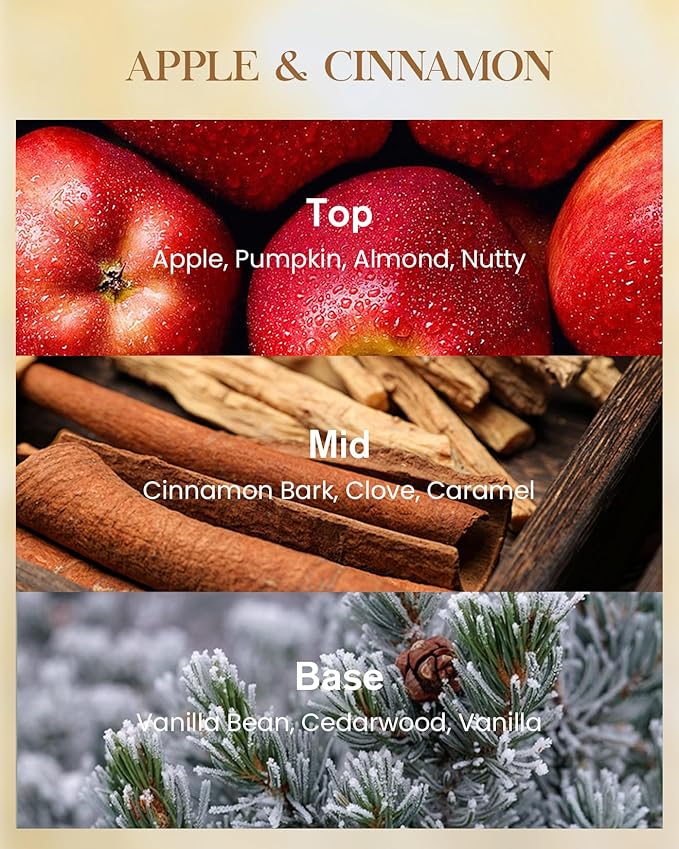 M&SENSE Apple Cinnamon Scented Candle 35oz 150H Burn Time Long Lasting, 3-Wick Natural Aromatherapy Candle Highly Scented, Home Fragrance Housewarming Gifts