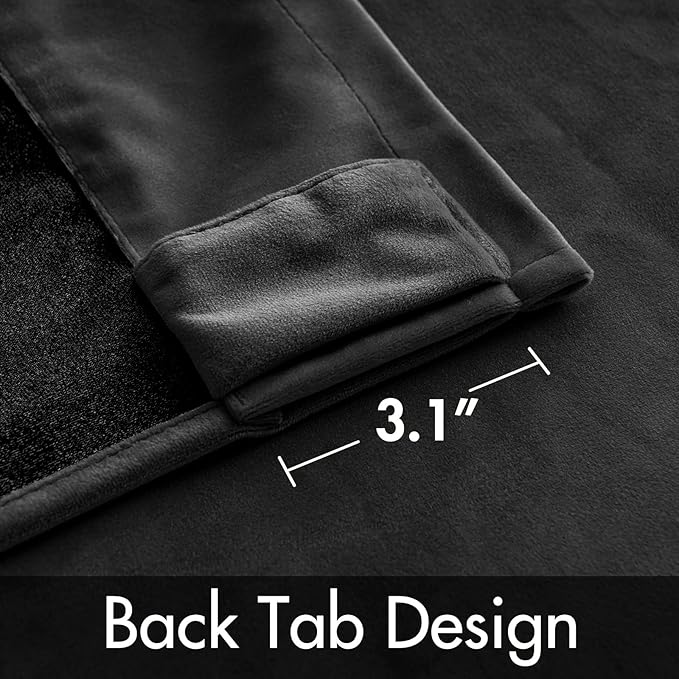 MIULEE Black Velvet Curtains 108 inches Long 2 Panels - Luxury Blackout Curtains for Bedroom Living Room Thermal Insulated Halloween Decorations Decor Super Soft Window Drapes Rod Pocket & Back Tab