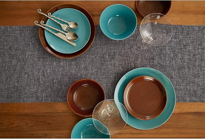 Solino Home Linen Small Table Runner 48 Inches - Athena, 100% Pure Linen Chambray Black Table Runner 14 x 48 Inch Ideal for Dresser and Coffee Tables - Halloween, Thanksgiving, Holiday