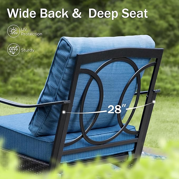 Rocking Patio Sofa Chairs - 2 PCS Outdoor Rocking Armchairs, Patio Seating with High Back Deep Seat for Porch Deck Balcony