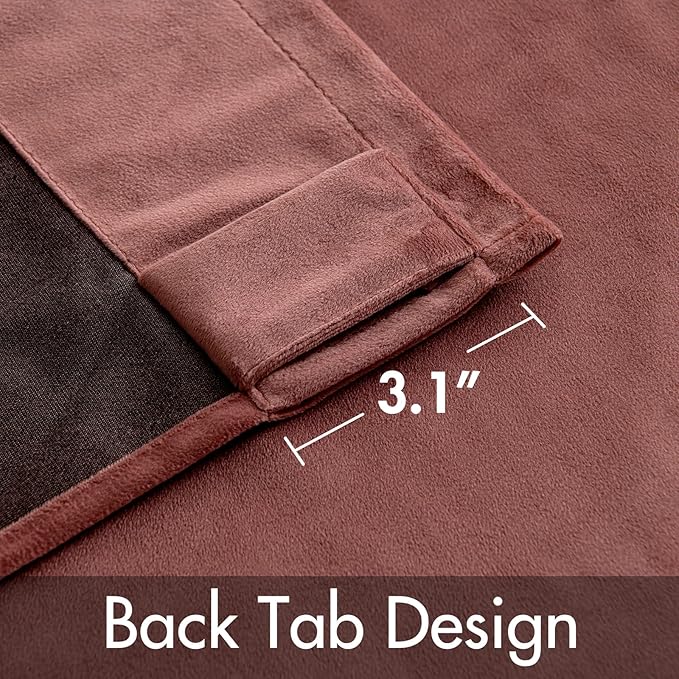 MIULEE Velvet Curtains 96 inches 2 Panels - Luxury Blackout Curtains for Bedroom Living Room Thermal Insulated Super Soft Window Drapes Rod Pocket & Back Tab, Dusty Rose Pink, W52 x L96 inches