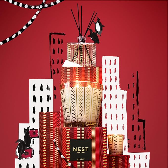 NEST New York Scented 3-Wick Candle, Holiday - 21.2 oz - Up to 100-Hour Burn Time - Reusable Glass Vessel