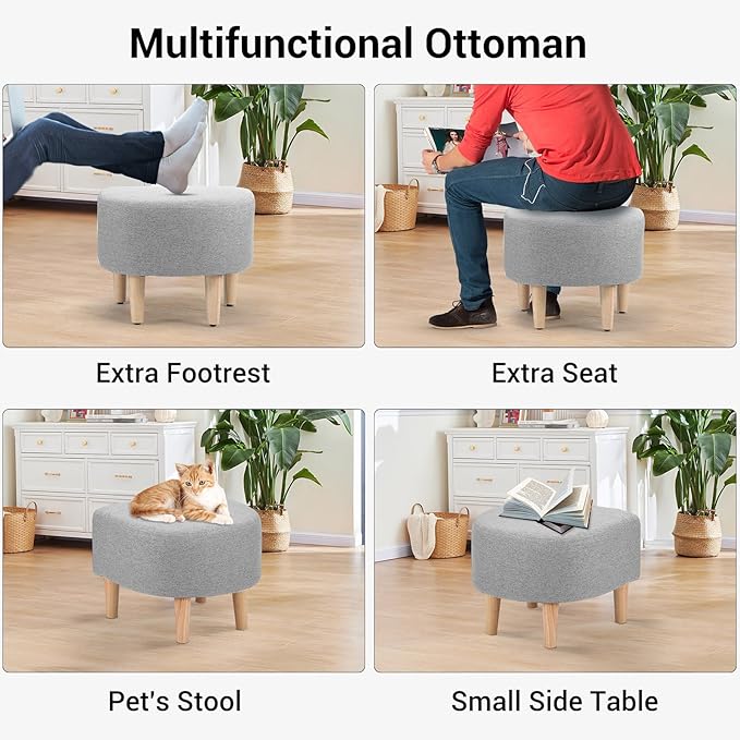 DAZONE Swivel Accent Chair, Modern Barrel Chair with Ottoman, Comfortable Living Room Chairs Upholstered Armchairs 360 Degree Swivel Round Club Tub Armchair for Bedroom Reading Room, Grey