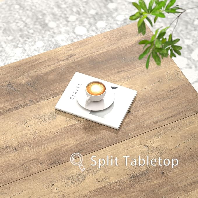 FOLUBAN Coffee Table, Modern Square Center Table for Living Room, Industrial Rustic Wood and Metal Cocktail Tea Table, 31.5 Inch, Oak