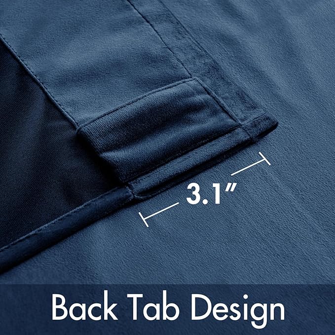 MIULEE Navy Blue Velvet Curtains 84 inches - Luxury Blackout Curtains for Bedroom Living Room Thermal Insulated Super Soft Window Drapes Rod Pocket & Back Tab, W52 x L84 inches, 2 Panels