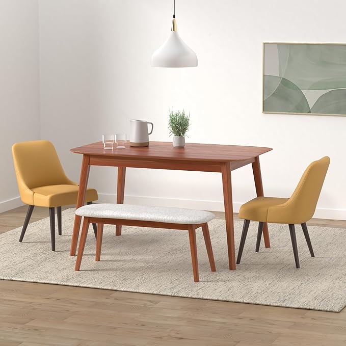 CHITA Mid-Century Modern Dining Chair, Upholstered Fabric Accent Chair, Set of 2,Canary Yellow in Fabric