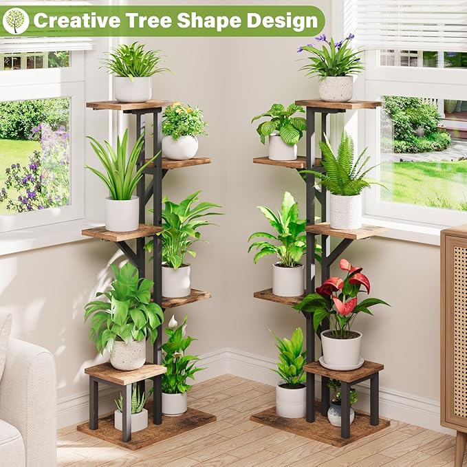Plant Stand Indoor with Grow Lights - 2 Pack Indoor Plant Shelf, 6 Tiered Indoor Corner Plant Stand Shelves, 40.4" Plant Rack Display for Indoor Plants Multiple, Flower Holder for Living Room Patio Balcony Décor