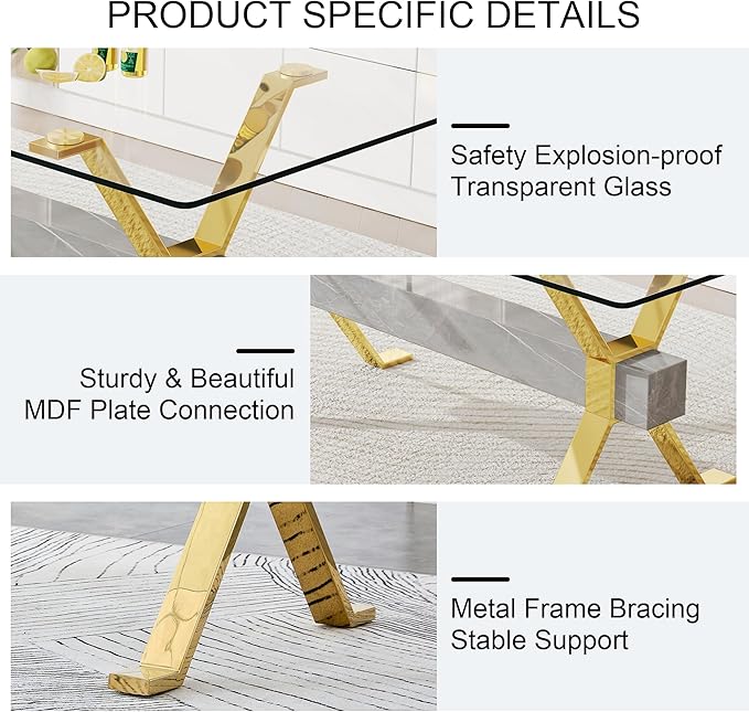 11 Piece Glass Dining Table Set, 79" Modern Dining Table Set for 10, 0.5" Thick Tempered Glass Tabletop with Silver Chrome Metal Legs and Grey Crossbar, 10 PU Chairs for Dining Room, Kitchen