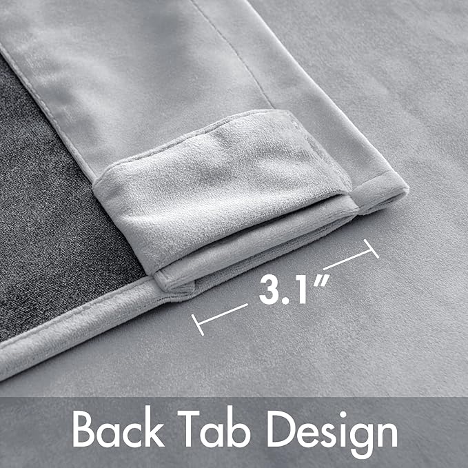 MIULEE Greyish White Velvet Curtains 108 inches Long 2 Panels - Luxury Blackout Curtains for Bedroom Living Room Thermal Insulated Fall Decor Super Soft Window Drapes Rod Pocket & Back Tab