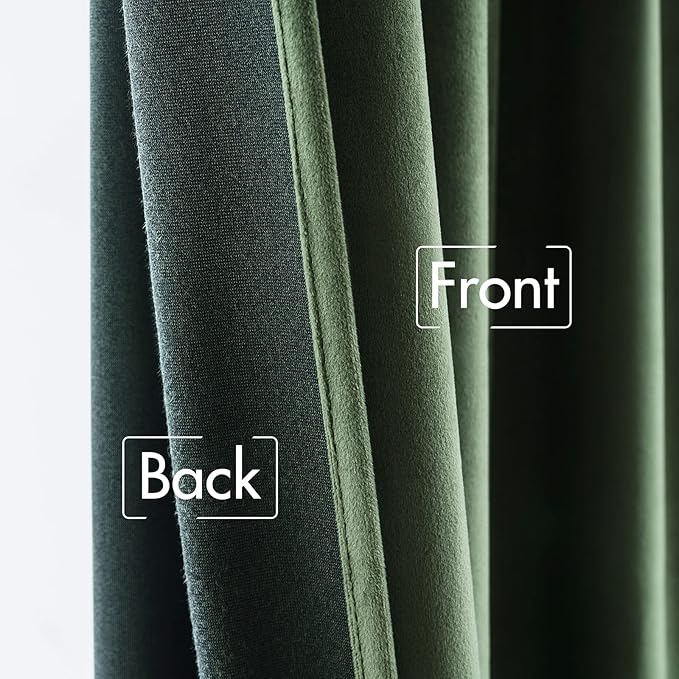 MIULEE Olive Green Velvet Curtains 96 inches 2 Panels - Pinch Pleated Luxury Room Darkening Blackout Window Drapes for Bedroom Living Room Thermal Insulated Super Soft, Back Tab Rod Pocket