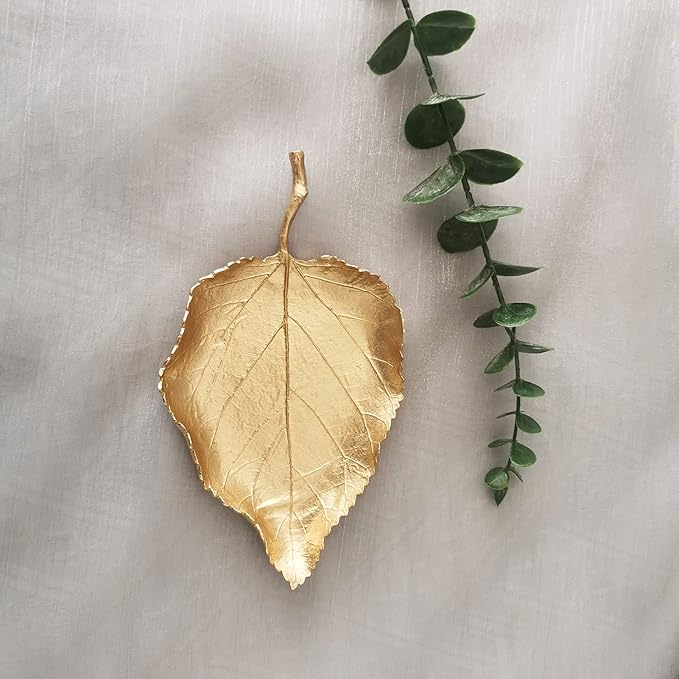 Jewelry Dish, Metal Trinket Dish Leaf Shaped Ring Holder Jewelry Organizer Vanity Dish Tray for Dresser Christmas Birthday Wedding Gifts (Single Mulberry Leaf)