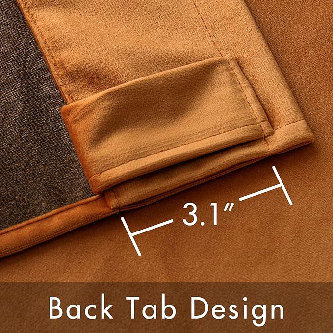 MIULEE Velvet Curtains 90 inches 2 Panels - Luxury Blackout Curtains for Bedroom Living Room Thermal Insulated Super Soft Window Drapes Rod Pocket & Back Tab, Gold Brown, W52 x L90 inch