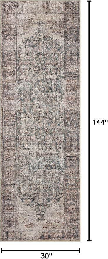 Loloi Amber Lewis Georgie Collection GER-08 Lagoon/Beige 2'-6" x 12'-0", .19" Pile Height, Runner Rug