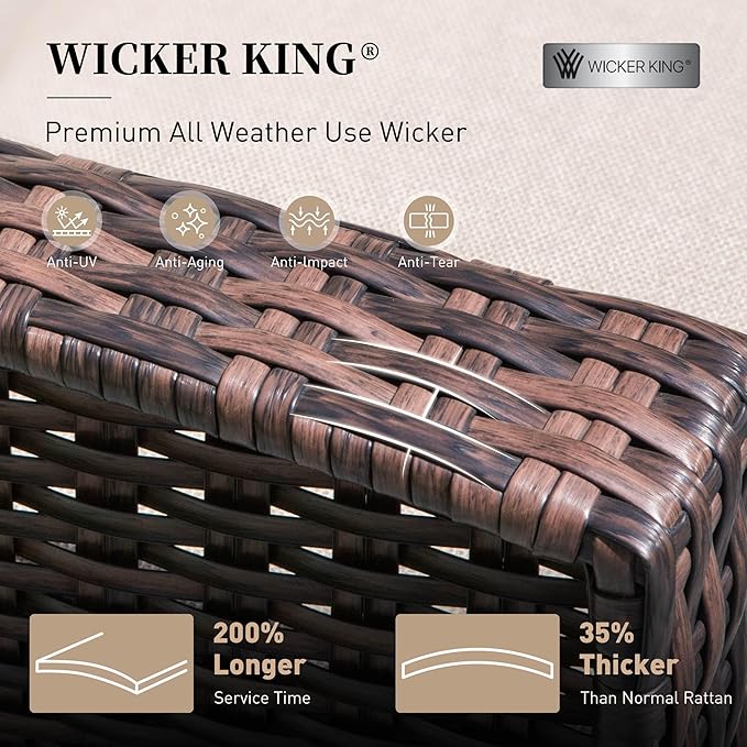 4 Pieces Patio Furniture Set with Swivel Chairs, High Back Wicker Rattan Sofa with Extra Thick Cushion and Coffee Table, Outdoor Conversation Set for Garden Backyard Deck,Beige