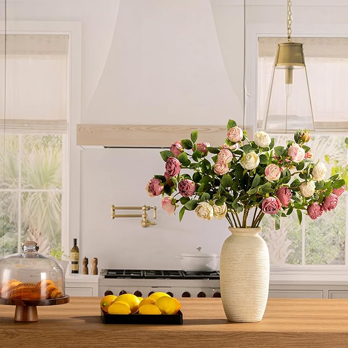 Ceramic Flower Vase, 12.5" Large Rustic Farmhouse Vases Home Decor Tall Pottery Decorative Pampas Vase for Table Living Room Entryway Mantel Bookshelf Bedroom Bathroom Kitchen-White