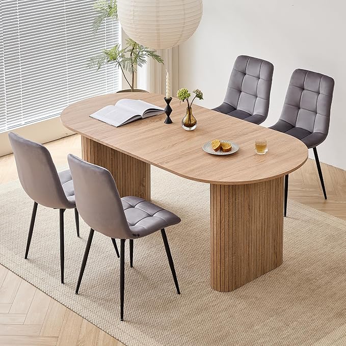 5-Piece Dining Table Set for 4 6 People with Heavy Duty Legs, Dining Room Table Chairs Set for Living Room, Kitchen, Apartment