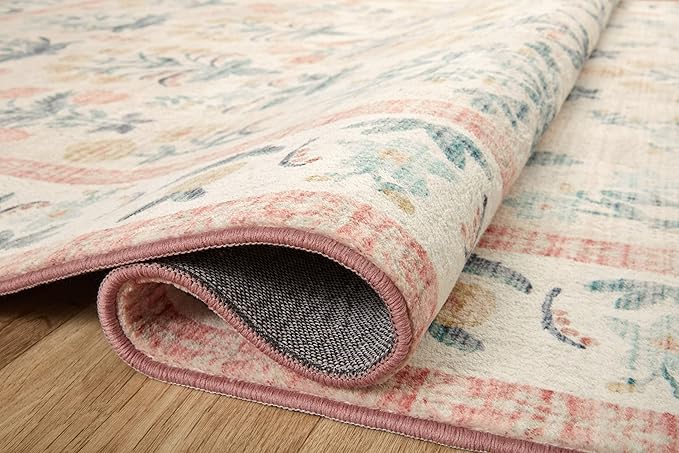 Loloi Rifle Paper Co. Eden Collection EDE-01 Mughal Rose Blush 2'-6" x 11'-6" Runner Rug