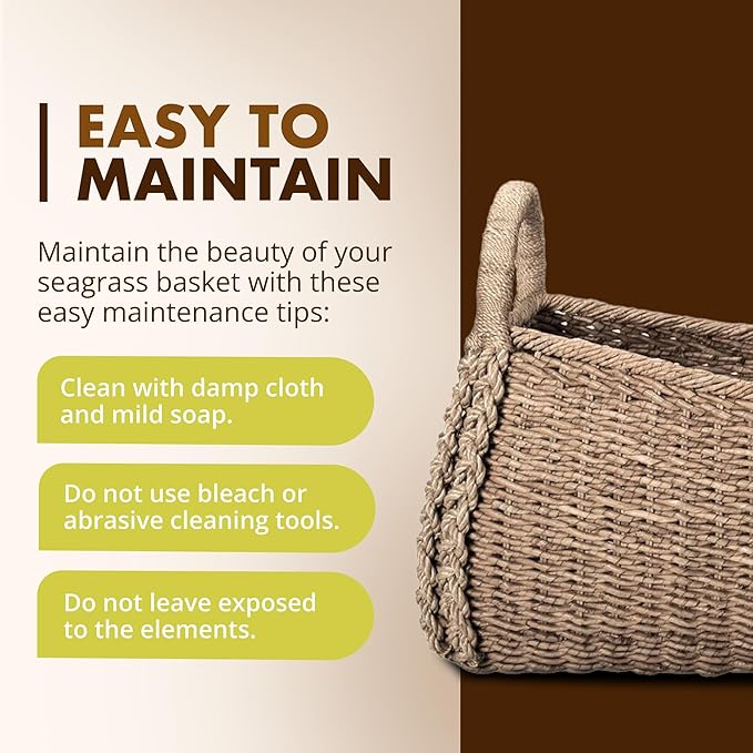 KOUBOO XL Seagrass Basket, Handmade, Living Room, Blankets, Toy Bin, Extra Storage, Decorative Storage, Laundry Basket, Brown