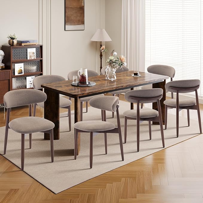 5-Piece Rectangular Dining Table Set for 4, 63" Industrial Kitchen Table with 4 Wooden Upholstered Dinner Chairs for Dining Room, Kitchen, Living Room, Brown+Camel