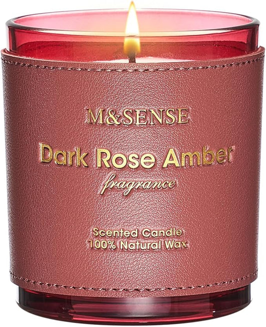 M&SENSE Rose Amber Scented Candles-Vegan Soy Wax, Floral Naturally Scented, No Toxin 10oz 42-Hour Long Burning Time, Relaxing Aromatherapy Candle for Bathtub, Rooms, Date Night, Fancy Gift Ideas