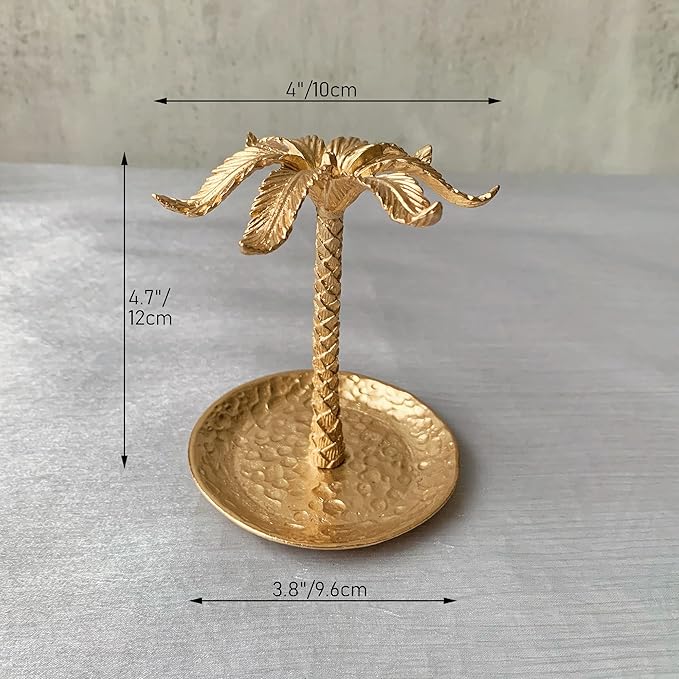 Metal Ring Dish Holder for Jewelry, Coconut Tree Jewelry Dish Ring Holder, Trinket Dish Jewelry Organizer for Dresser Christmas Mothers Day Birthday Wedding Gifts