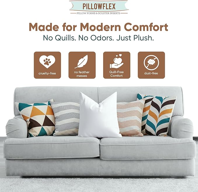 Pillowflex Synthetic Down Alternative Pillow Inserts for Shams - Comfy Pillows for Sleeping, Perfect Pillow & Best Sleeping Pillows, Handmade Down Alternative Throw Pillow Inserts - (27x27 Set of 2)